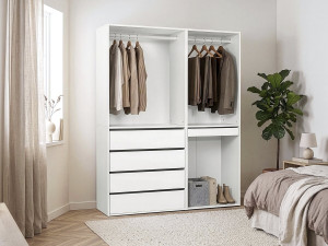 Kit dressing modulable avec penderie, tiroirs et rangements "Opéra" - 2 éléments - Blanc 2