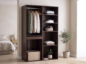 Kit dressing modulable avec penderie, porte-pantalons et 5 étagères "Opéra" - 2 éléments - Marron 2