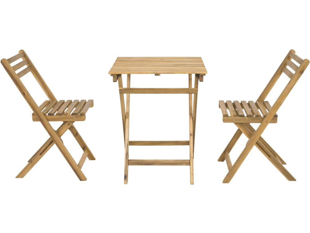 Ensemble table et chaises de jardin "Aldo" en bois - 2 places - Marron