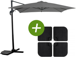 Ampelschirm "Soleil" - Viereckig - 2,5 x 2,5 m - Grau + Platten zur Beschwerung inbegriffen