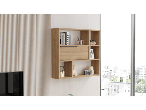 Wandregal aus Holz "Calvin" - 90 x 22 x 81 cm - Braun 2