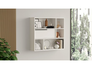 Wandregal aus Holz "Calvin" - 90 x 22 x 81 cm - Weiß 2