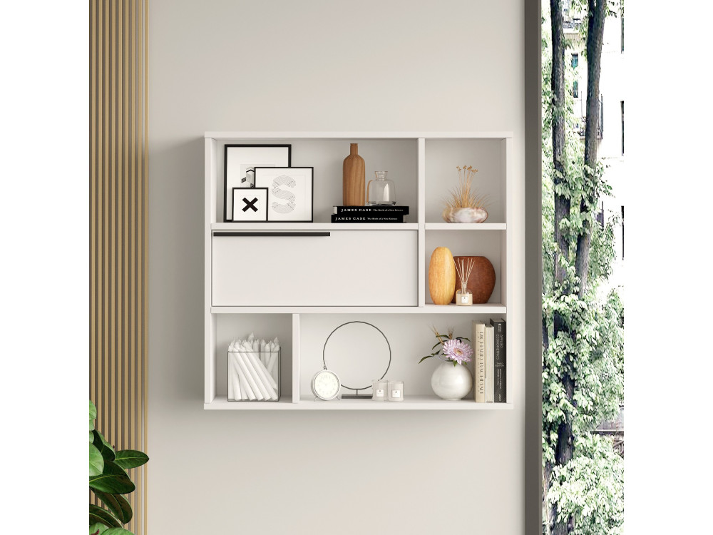 Wandregal aus Holz "Calvin" - 90 x 22 x 81 cm - Weiß