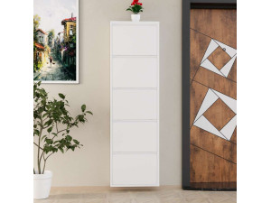 Schuhschrank aus Metall "Ayse" - 50 x 15 x 169 cm - Weiß 2