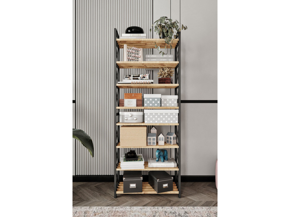 Bücherregal aus Holz "Plastic" - 46 x 18 x 128 cm - Schwarz
