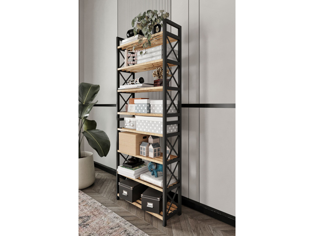 Bücherregal aus Holz "Plastic" - 46 x 18 x 128 cm - Schwarz