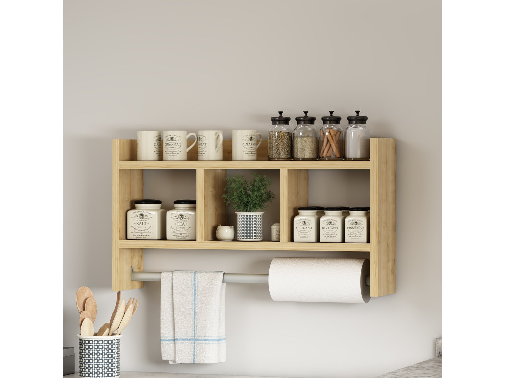 Wandregal aus Holz "Asya" - 63 x 14 x 35 cm - Beige