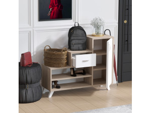 Schuhschrank aus Holz "Retro" - 90 x 33 x 77 cm - Beige 2