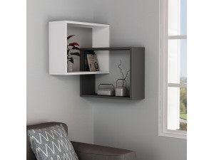 Satz von 2 Holzeckregalen "Ring" - 68 x 60 x 68 cm - Anthrazitgrau 2
