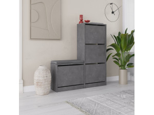 Schuhmöbel mit Holzsitz "Dude" - 105 x 26 x 118 cm - Grau 2