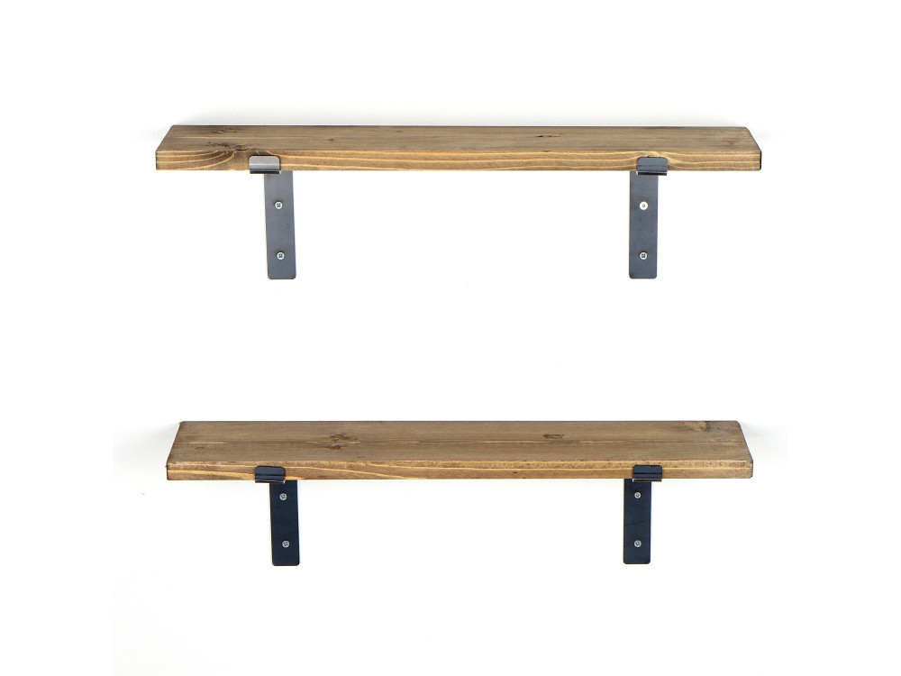 Set aus 2 Wandregalen aus Holz aus Holz "Looby" - 60 x 14 x 16 cm - Braun