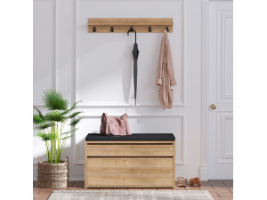 Schuhmöbel mit Holzbank "Boby" - 80 x 35 x 42 cm - Beige 2