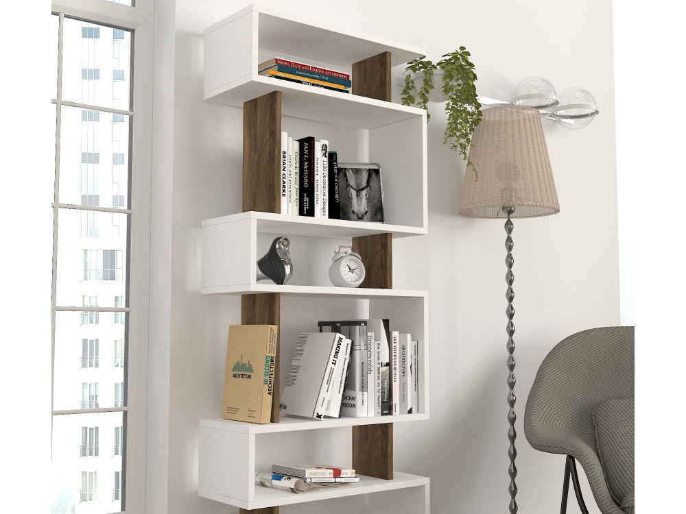 Holz Bücherregal "Blok" - 60 x 19 x 165 cm - Braun
