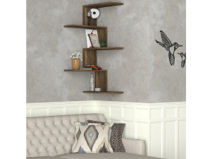 Wand-Eckregal aus Holz "Caniko" - 51 x 29 x 109 cm - Braun 2