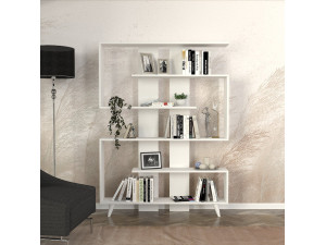 Holz Bücherregal "Rain" - 120 x 20 x 162 cm - Weiß 2