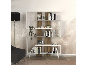 Holz Bücherregal "Rain" - 120 x 20 x 162 cm - Braun 2