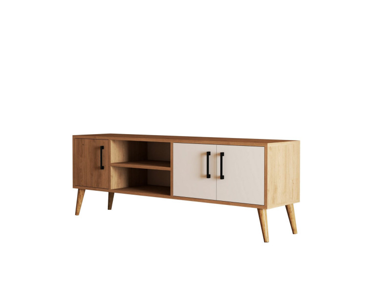 TV-Möbel aus Holz "Exxen" - 150 x 34 x 52 cm - Weiß