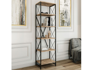 Holz Bücherregal "Suadiye" - 50 x 30 x 180 cm - Braun 2