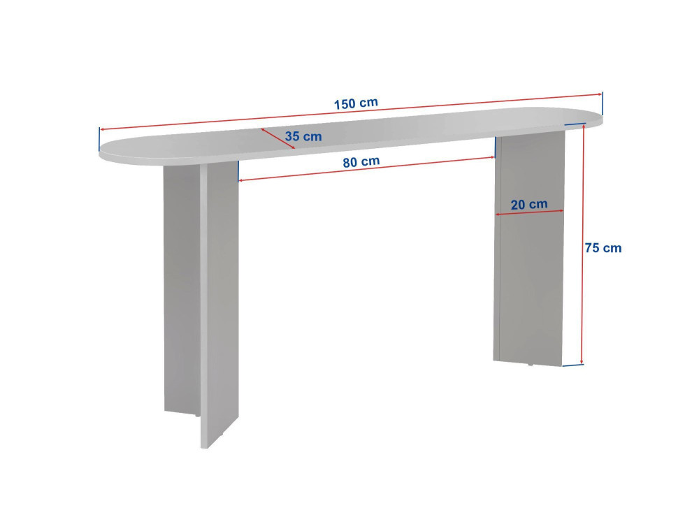 Holzkonsole "Sira" - 150 x 35 x 75 cm - Travertin
