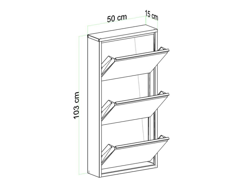Schuhschrank aus Metall "Luna" - 50 x 15 x 103 cm - Weiß