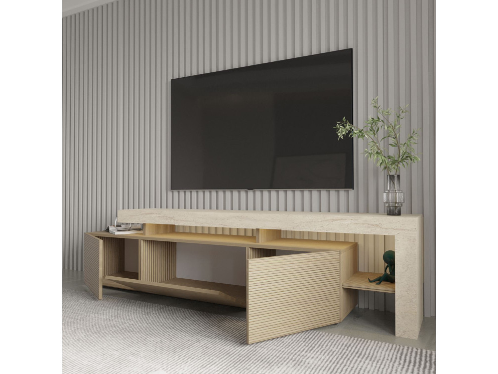 TV-Möbel aus Holz "Beliz" - 192 x 37 x 53 cm - Beige