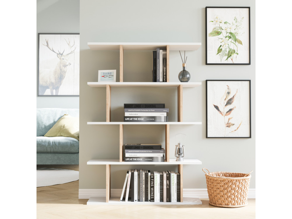 Holz Bücherregal "Harmon" - 90 x 25 x 127 cm - Weiß