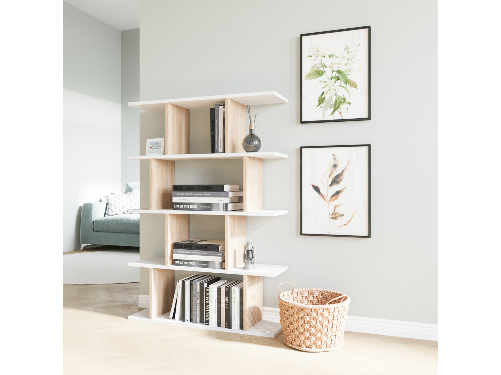 Holz Bücherregal "Harmon" - 90 x 25 x 127 cm - Weiß