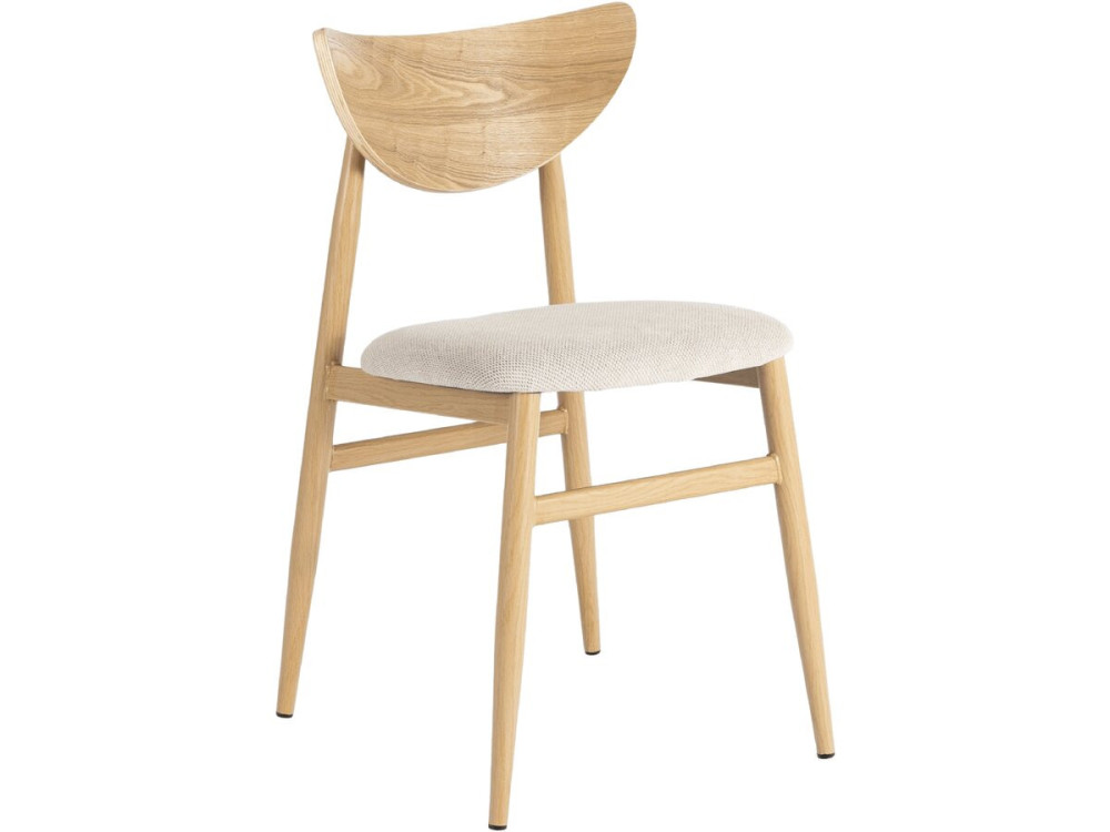 Skandinavischer Esszimmerstuhl "Lumbra" aus Holz - Beige