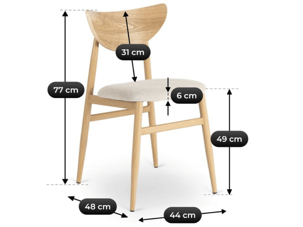 Skandinavischer Esszimmerstuhl "Lumbra" aus Holz - Beige