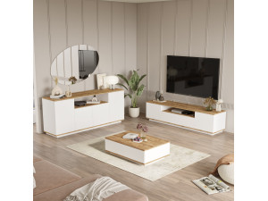 Wohnzimmermöbelset aus Holz "FR18" - 180 x 44 x 44 cm - Weiß 2