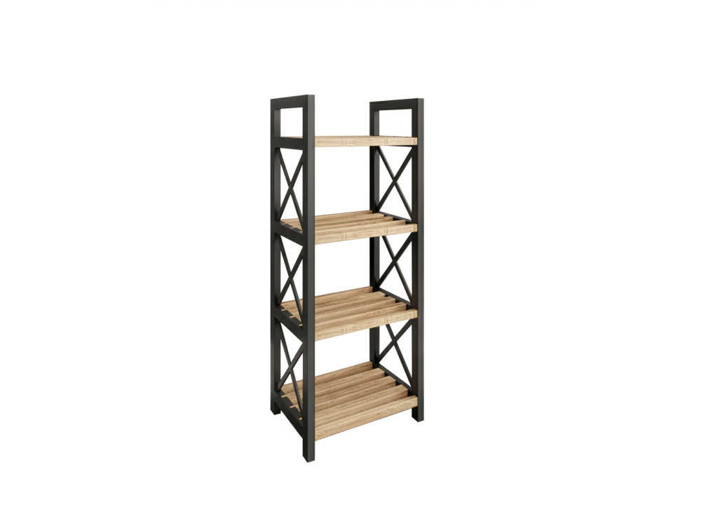 Multifunktionales Holzregal "Mini" - 23 x 18 x 64 cm - Schwarz