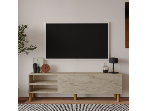 TV-Möbel aus Holz "River" - 150 x 31 x 48 cm - Travertin 2