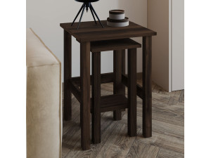 Satz von 2 Beistelltischen aus Holz "Gina 2" - 45 x 45 x 60 cm - Braun 2