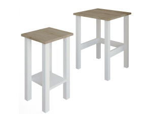 Satz von 2 Beistelltischen aus Holz "Gina 2" - 45 x 45 x 60 cm - Beige