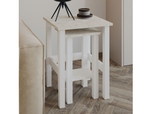 Satz von 2 Beistelltischen aus Holz "Gina 2" - 45 x 45 x 60 cm - Weiß 2