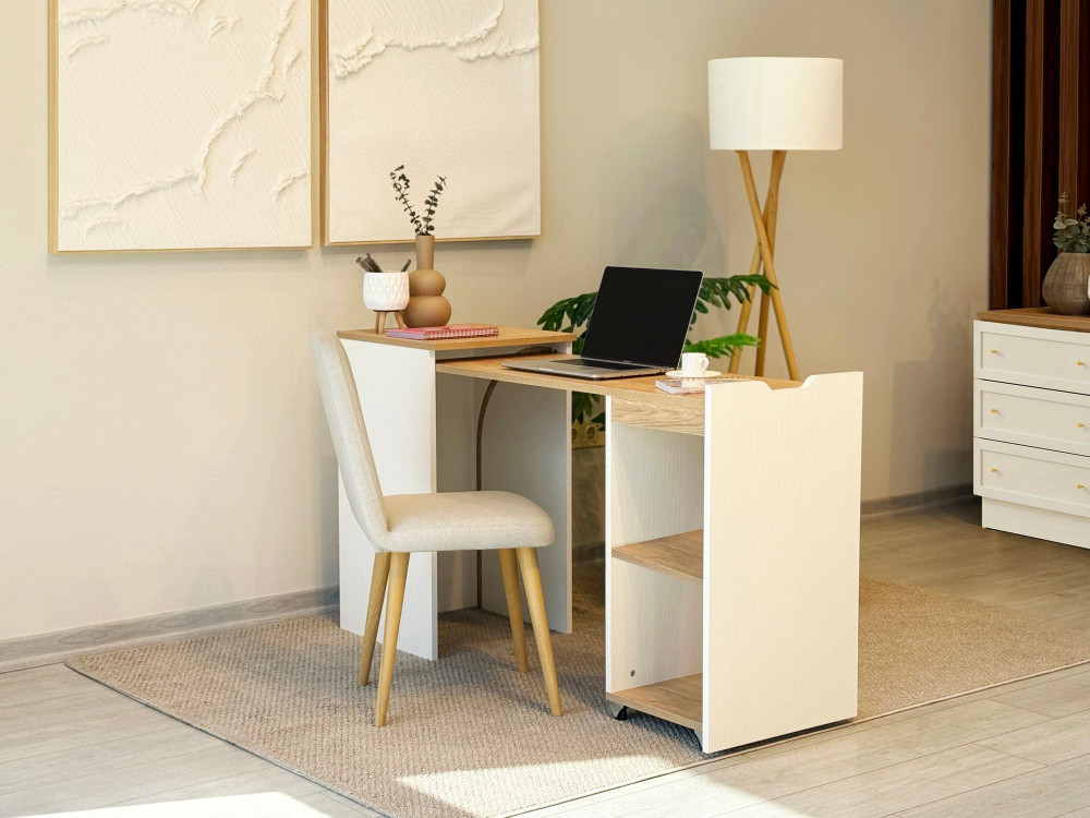 Holzschreibtisch "Modulo" - 97 x 47 x 75 cm - Beige