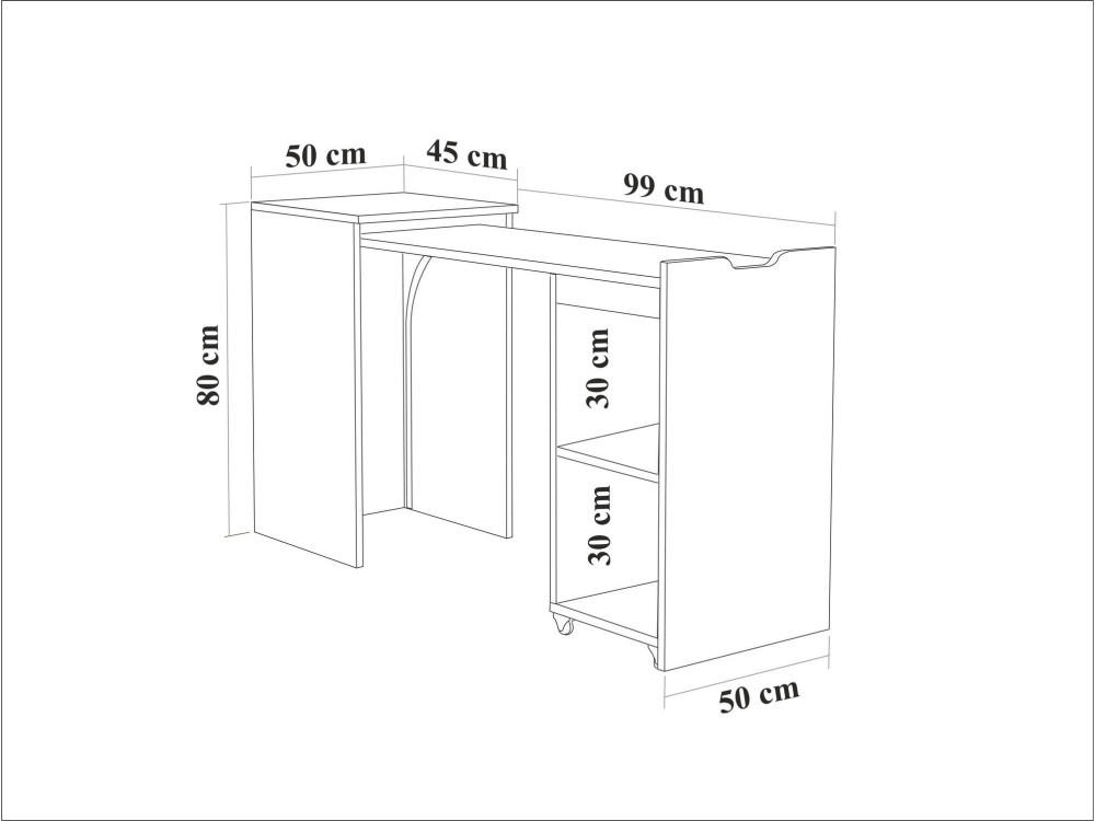 Holzschreibtisch "Modulo" - 97 x 47 x 75 cm - Beige