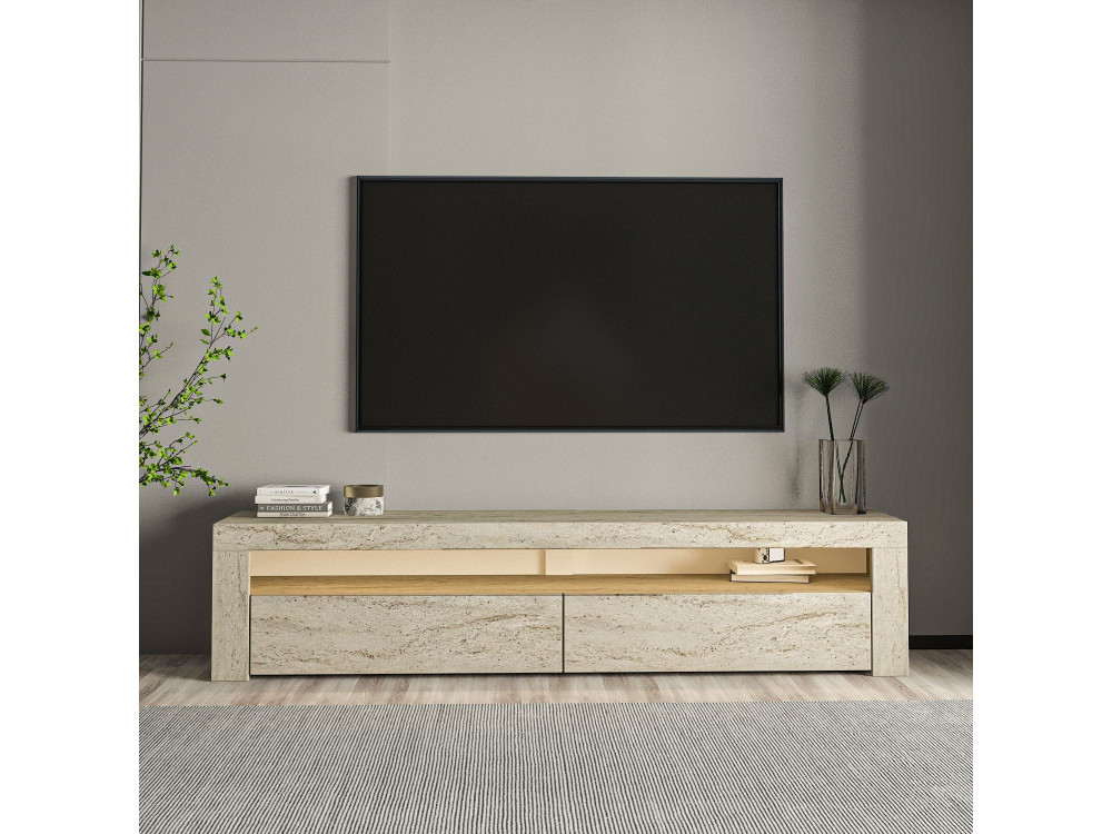 TV-Möbel aus Holz "Bati" - 150 x 36 x 46 cm - Travertin