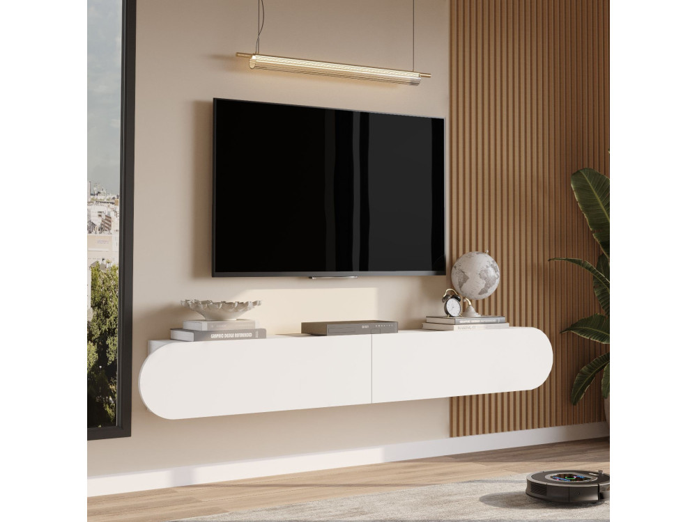 TV-Möbel aus Holz "LUM1" - 180 x 31 x 29 cm - Weiß