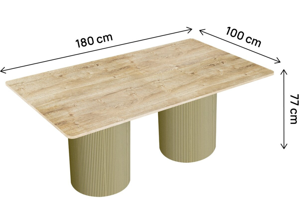 Ovaler Holz-Esstisch "Zenith" - 180 cm - 8 Sitzplätze - Beige