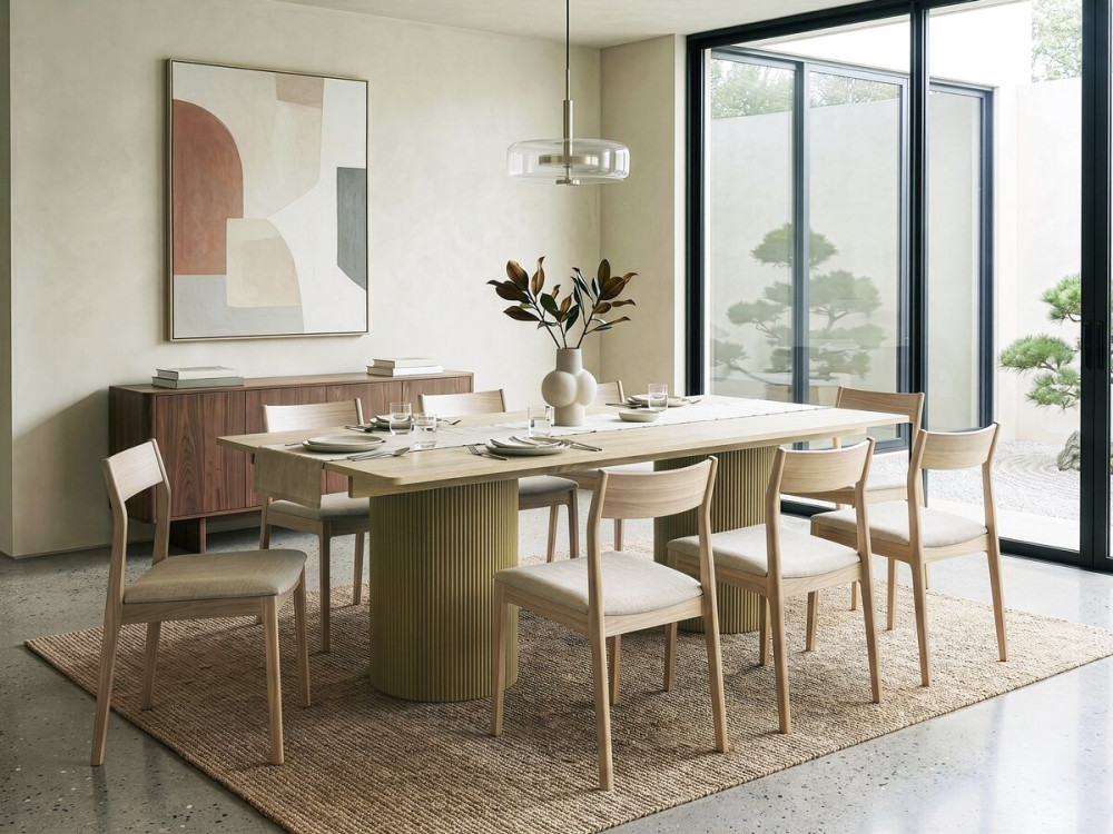 Ovaler Holz-Esstisch "Zenith" - 180 cm - 8 Sitzplätze - Beige