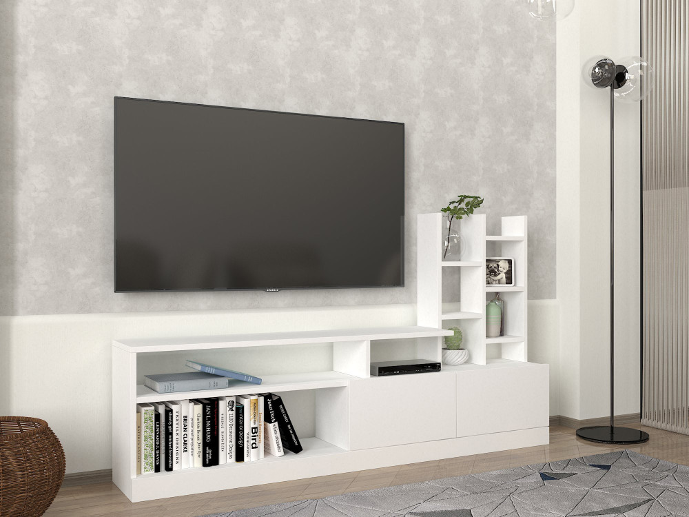 TV-Möbel aus Holz "Dolunay" - 164 x 25 x 91 cm - Weiß