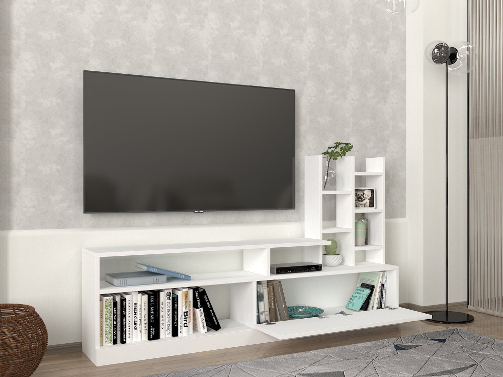 TV-Möbel aus Holz "Dolunay" - 164 x 25 x 91 cm - Weiß