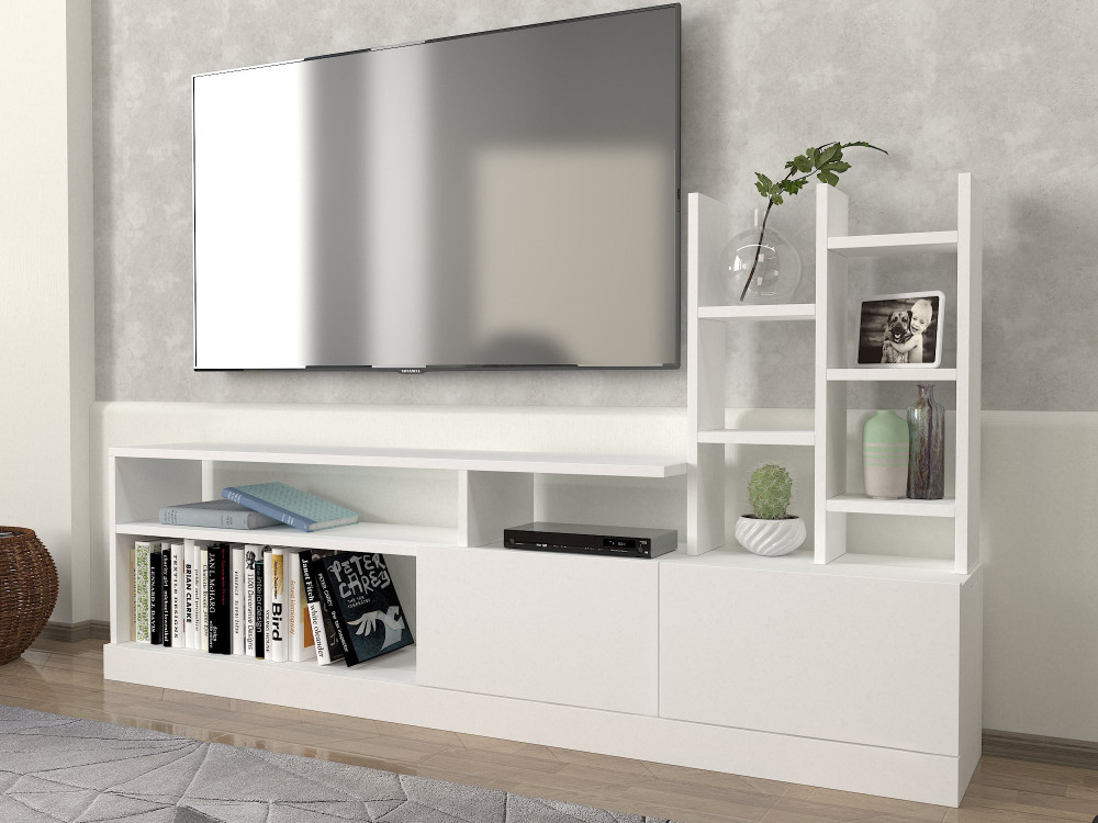TV-Möbel aus Holz "Dolunay" - 164 x 25 x 91 cm - Weiß