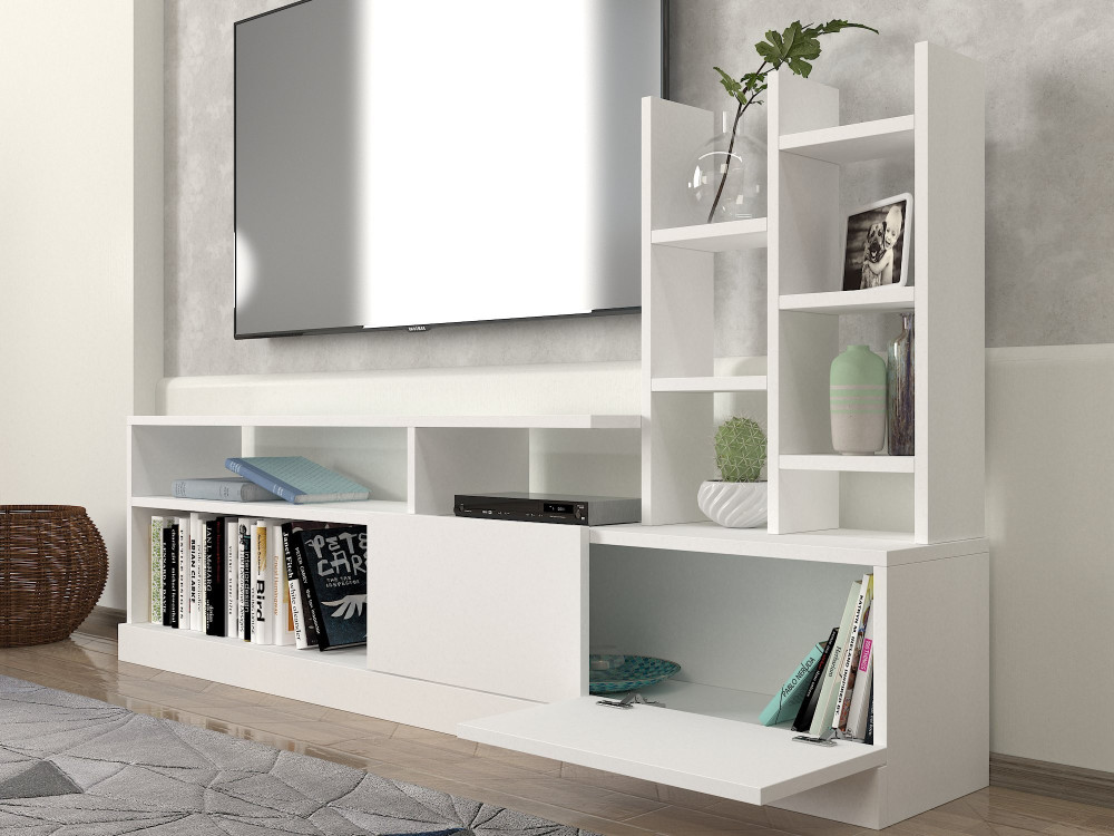 TV-Möbel aus Holz "Dolunay" - 164 x 25 x 91 cm - Weiß