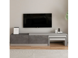TV-Möbel aus Holz "Nest" - 180 x 30 x 36 cm - Grau 2