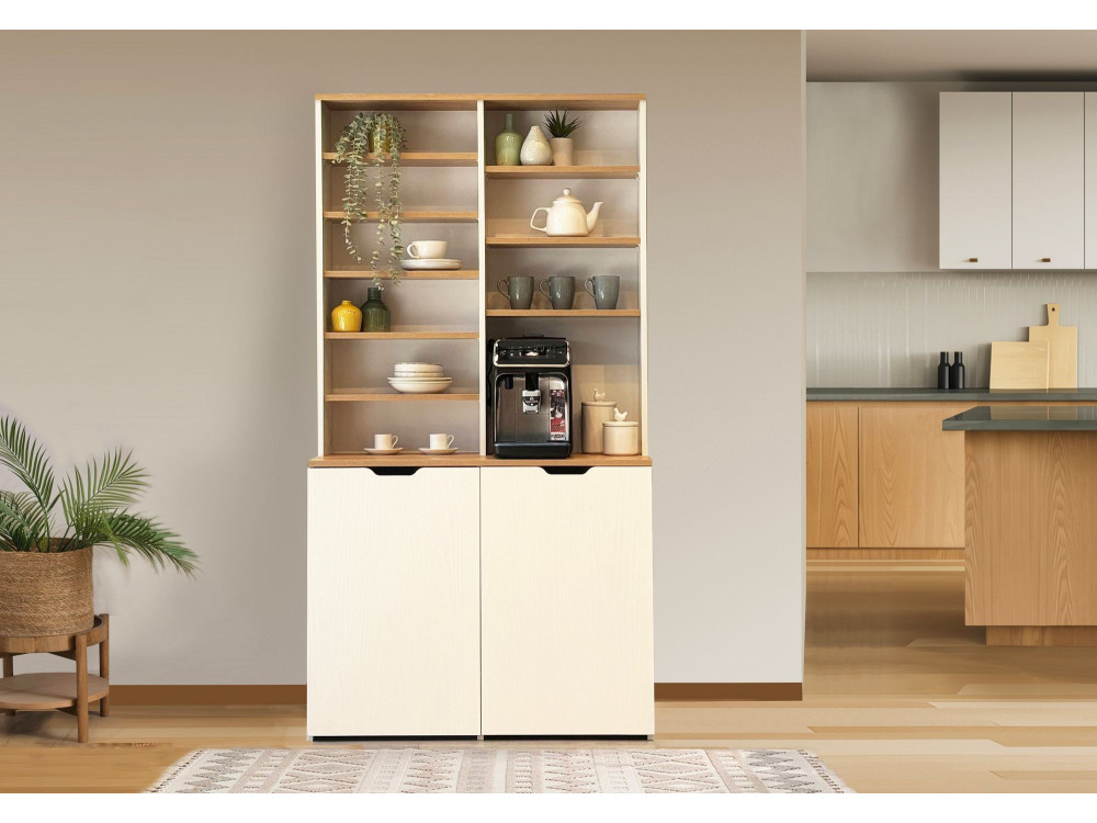 Holz-Kaffee-Display "Flexa" - 100 x 45 x 190 cm - Creme