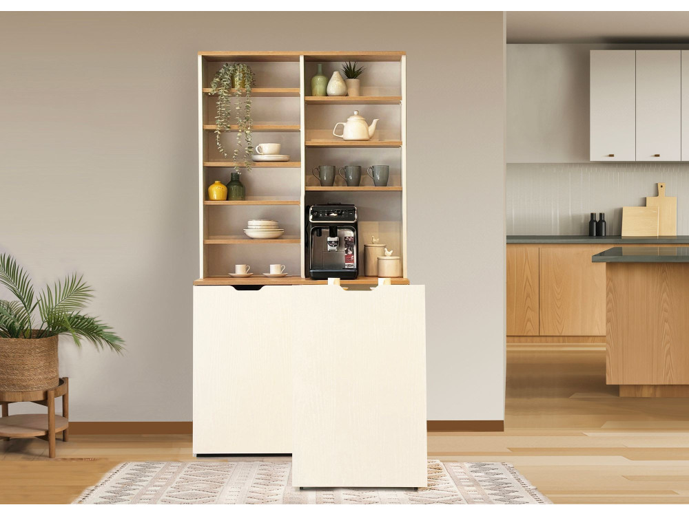 Holz-Kaffee-Display "Flexa" - 100 x 45 x 190 cm - Creme
