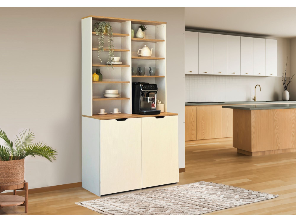 Holz-Kaffee-Display "Flexa" - 100 x 45 x 190 cm - Creme