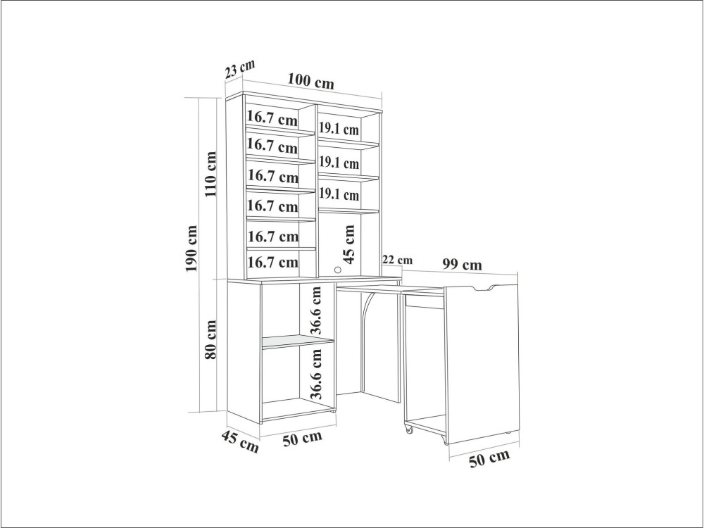 Holz-Kaffee-Display "Flexa" - 100 x 45 x 190 cm - Creme